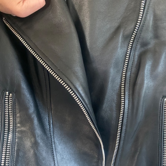 Black Leather Moto Style Jacket - Picture 7 of 11